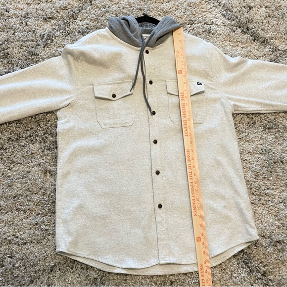 Quiksilver Halidon Hooded Flannel Shacket - Men’s Large Light Heather Gray - Picture 10 of 12